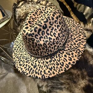Leopard Print Wide Brim Hat